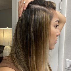 Gadabout SalonSpas - Oracle - Other side of my head. Highlights are not touching roots and they're uneven and different tones of gold yellow and bleach