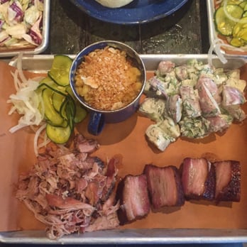 Sweet Cheeks Q - Braised pork belly, pulled pork, Mac and cheese, and potato salad - Southern Near Me - Boston, Massachusetts