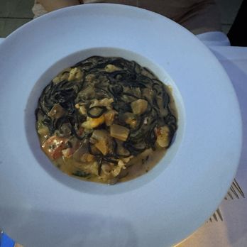 Il Cortile Ristorante - Squid ink Pasta al nero di seppia con gamberetto - Italian Near Me - Paso Robles, California