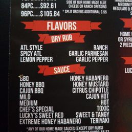 the menu for the restaurant