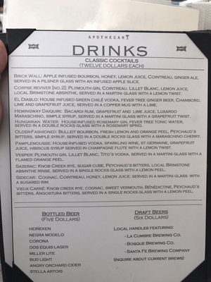 Menu photo 7 Apothecary Lounge Albuquerque, NM