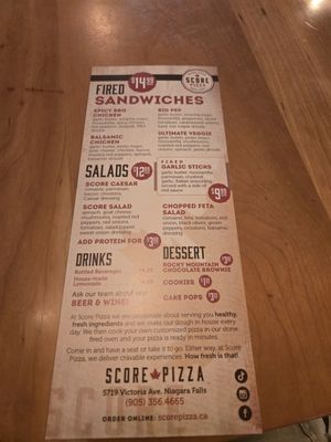 Menu photo 2 Score Pizza Niagara Falls, ON