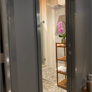 Flotstone - Entrance to our Private Sauna room with ensuite shower - Float Spa Near Me - Lake Bluff, Illinois