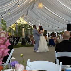 NPR Events and Decor - Tent, drapery, string lights, and chandelier from NPR
