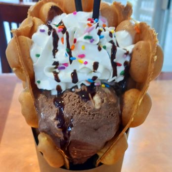 Egg Waffles & Rocky Road Ice Cream