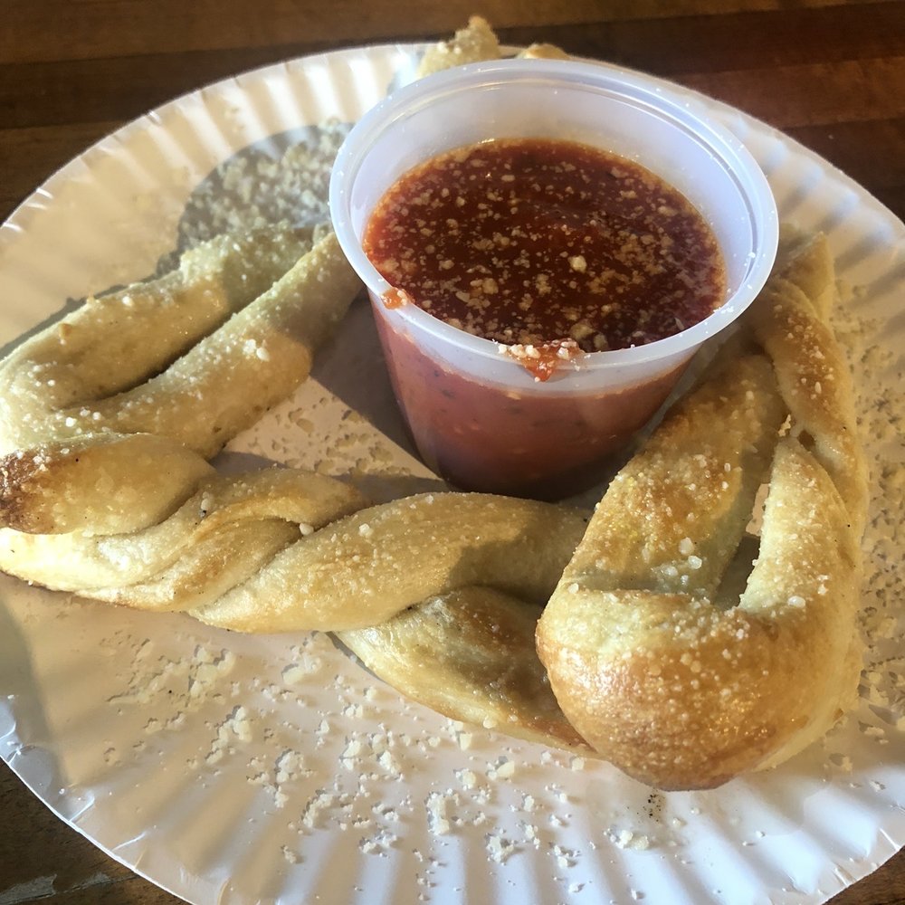 Lopiez - Garlic knots with marinara - Pizza Near Me - Davenport, Iowa Lopiez - Garlic knots with marinara - Pizza Near Me - Davenport, Iowa