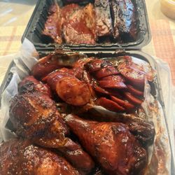 Four way baby! Brisket, Chicken, Ribs & Hot links