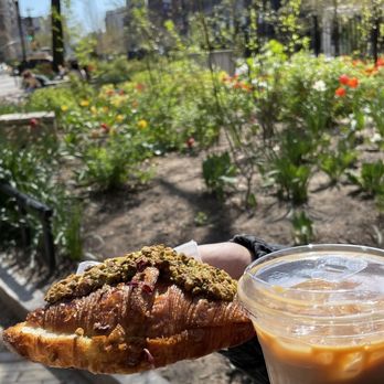 Librae Bakery - Vanilla cardamom oat milk latte, pistachio rose croissant - Bakeries Near Me - New York, New York