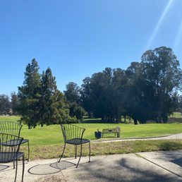 Outside the snack bar overlooking the first Tee box.