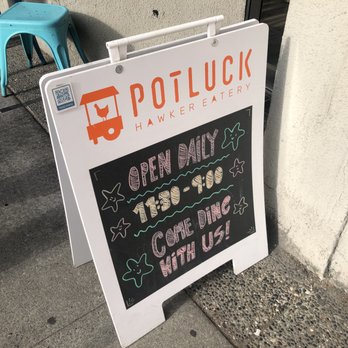 Potluck Hawker Eatery - Sandwich board outside~ - Indonesian Near Me - Vancouver, British Columbia