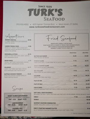 Menu photo 2 Turk's Seafood Restaurant West Haven, CT Menu photo 2 Turk's Seafood Restaurant West Haven, CT