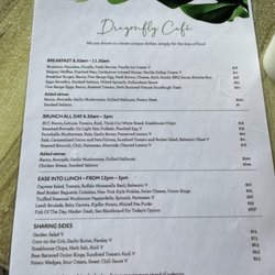 Dragonfly Cafe - The menu
