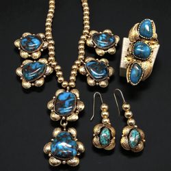 Western Trading Post - 14k gold bisbee turquoise set.