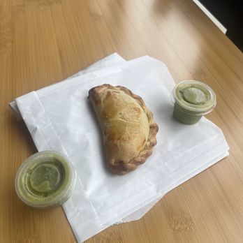 Miski Bakery - Cheesy potato empanadas with green salsa - Bakeries Near Me - Chicago, Illinois