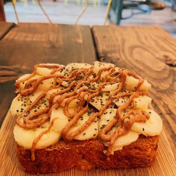 Ohmies Yoga Studio - Iced soy milk latte + banana almond toast - Yoga Near Me - Roselle, New Jersey