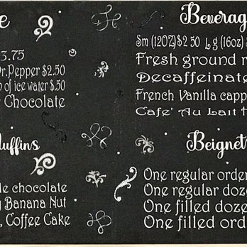 Cafe Beignet - a menu on a blackboard - Cafes Near Me - Orange Beach, Alabama