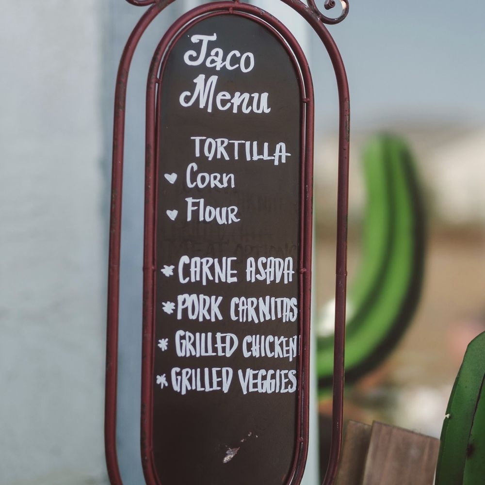 Taco menu Taco menu