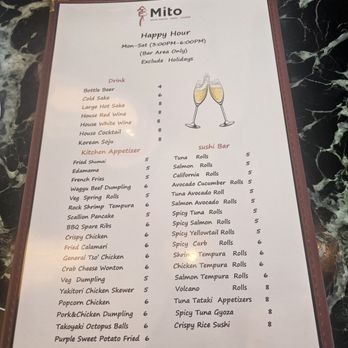 Mito - Happy Hour Menu - Sushi Bars Near Me - Brooklyn, New York
