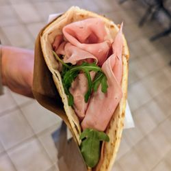 La Piadineria - May 20, 2023; Mortadella, rucola, squacquarone.