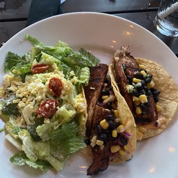 Marlow's Tavern - Fish tacos (gf) and Caesar salad with egg bits - New American Near Me - Orlando, Florida Marlow's Tavern - Fish tacos (gf) and Caesar salad with egg bits - New American Near Me - Orlando, Florida