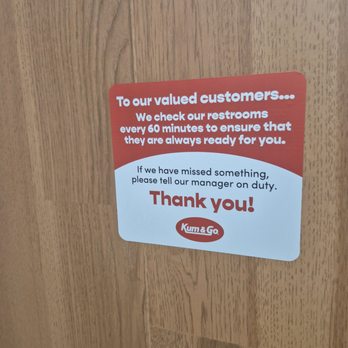 Kum & Go - This sign is clearly not factual if the response to being informed of poor bathroom conditions is we'll see if someone is able to get to it - Gas Stations Near Me - Walker, Michigan Kum & Go - This sign is clearly not factual if the response to being informed of poor bathroom conditions is we'll see if someone is able to get to it - Gas Stations Near Me - Walker, Michigan