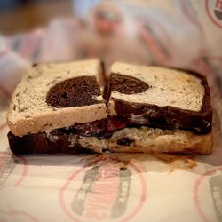 The Sandwich Spot - 22) The Klaus $14.75
Pastrami, Sauerkraut, 1000 Island Dressing & Swiss Cheese - Lecker, delicious.