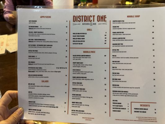 Menu photo 3 District One Kitchen and Bar Las Vegas, NV