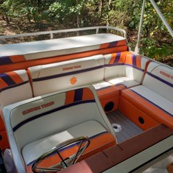 Lake Wylie Upholstery Plus - Clemson tigers themeon the entire boat