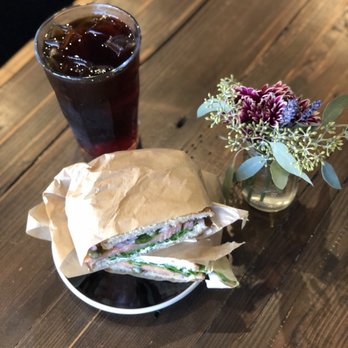 Coffee Joint - Lox sandwich, free cold brew for checking in on Yelp, and a gorgeous little flower arrangement - Coffee & Tea Near Me - Chicago, Illinois Coffee Joint - Lox sandwich, free cold brew for checking in on Yelp, and a gorgeous little flower arrangement - Coffee & Tea Near Me - Chicago, Illinois