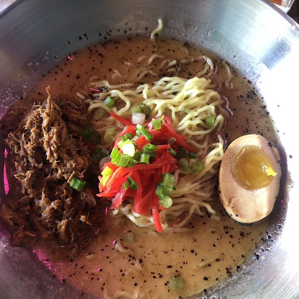Nomiya - Kuro ramen, I sub the sliced pork for the shredded pork from the steam buns! - Ramen Near Me - New Orleans, Louisiana Nomiya - Kuro ramen, I sub the sliced pork for the shredded pork from the steam buns! - Ramen Near Me - New Orleans, Louisiana