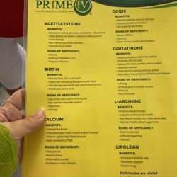 Prime IV Hydration & Wellness - Sugar Land - Menu of the IV iptions