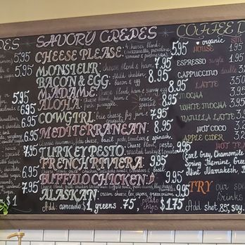 Kaffe Crepe - Chalkboard menu - Creperies Near Me - Reno, Nevada