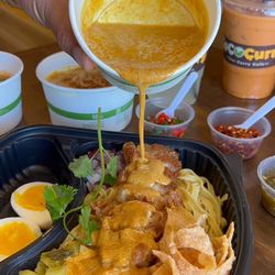 Step 1 : Crispy Pork Belly
Step 2 : Khao Soi
Step 3 : Egg Noodles
Step 4 : Boiled Egg