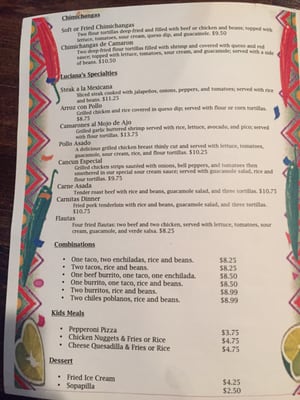 Menu photo 8 Lucianas Mexican Restaurant Indianapolis, IN