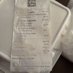 Receipt for food Receipt for food