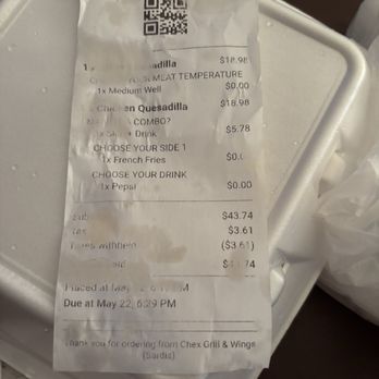 Chex Grill & Wings - Sardis - Receipt for food - Chicken Wings Near Me - Charlotte, North Carolina Chex Grill & Wings - Sardis - Receipt for food - Chicken Wings Near Me - Charlotte, North Carolina