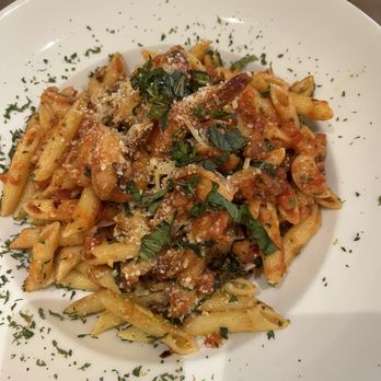 Sister Sicily - GARLIC & OLIVE OIL with shrimp and penne pasta . So good!!! - Italian Near Me - Yorba Linda, California