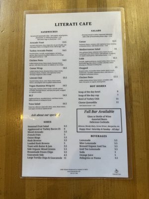 Menu photo 2 Literati Cafe Los Angeles, CA