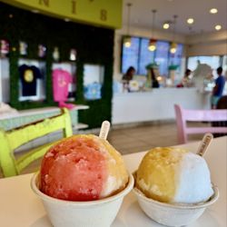 Ululani's Hawaiian Shave Ice - Sunset Beach and Na ka oi with ice cream on the bottom rings up for almost $11 each.