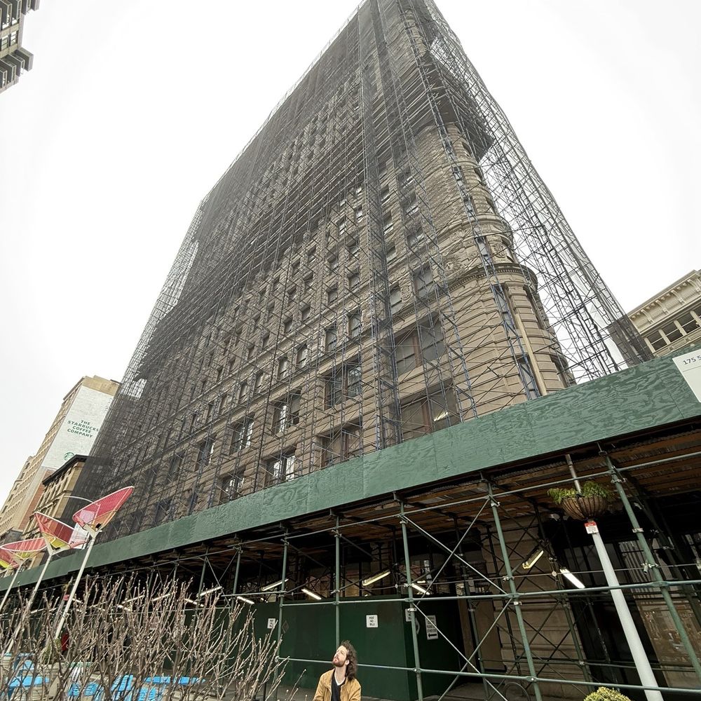 Flatiron building covered in scaffolding