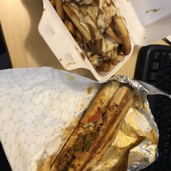 Retro Burger - Poutine and Spicy Philly Chicken Steak.