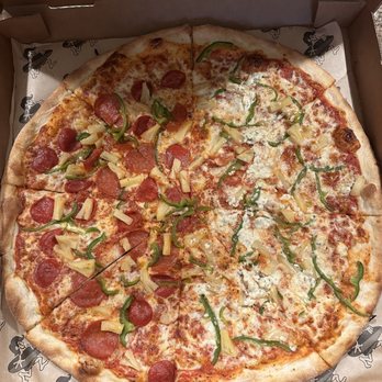 Surf Rider Pizza - Make your own - half pepperoni bell peppers and pinapple - Pizza Near Me - La Mesa, California