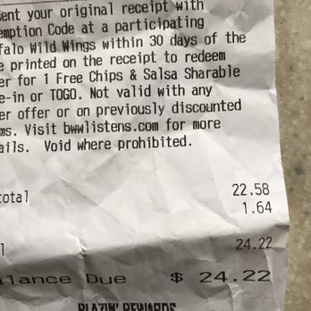 Buffalo Wild Wings - Shows total for two beers, two orders wings - Chicken Wings Near Me - Austintown, Ohio