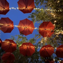 Highlands Distillery - Cute Umbrellas that hang overhead