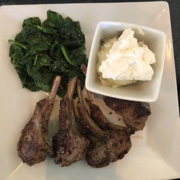 Lamb Chops, Wilted Spinach, and Mashed Potatoes Lamb Chops, Wilted Spinach, and Mashed Potatoes