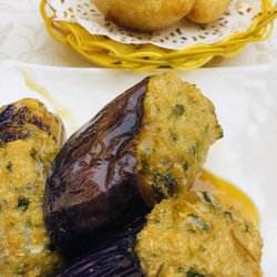 盈暉海鮮酒家 - Egg Plant with Fish Purée / Fried Sticky Rice Dumplings with Chives & Pork