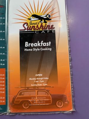 Menu photo 4 Janet's Sunshine Cafe North Salt Lake, UT