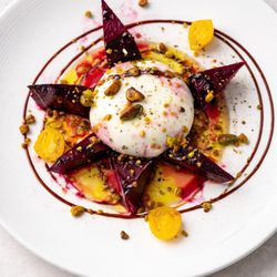 Owens Italiano - Tie Dye Burrata Salad- Beets, pistachio, balsamic
