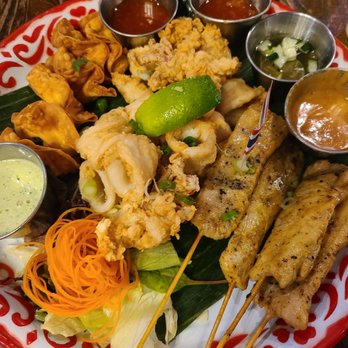 Top Thai - Appetizer platter (crab Rangoon, calamari, chicken satay) - Thai Near Me - New York, New York Top Thai - Appetizer platter (crab Rangoon, calamari, chicken satay) - Thai Near Me - New York, New York
