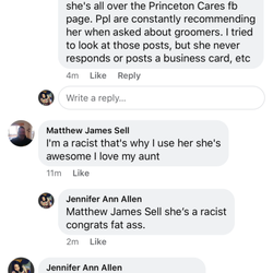 Matts Auto Glass - Here he is on a woman's post where she's actually bawling about her puppy stolen during a robbery calling HIMSELF racist. Have fun with that